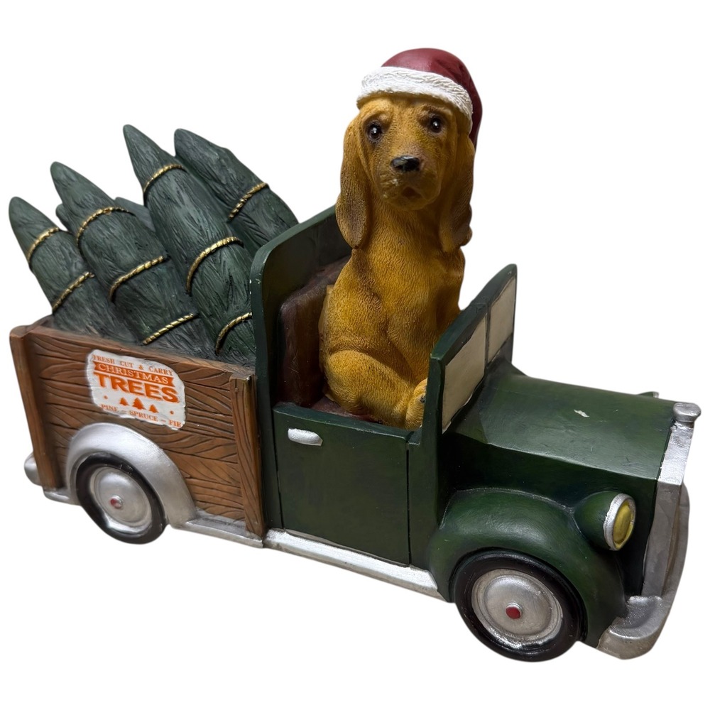 Holiday Christmas Santa Hat Yellow Lab‎ Hound Dog Red Truck Tree Figurine